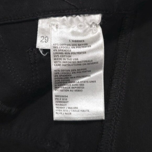 L'AGENCE Women's Pants Jeans Size 29 Satin Tuxedo Coated Black USA🇺🇸MADE - Picture 12 of 13